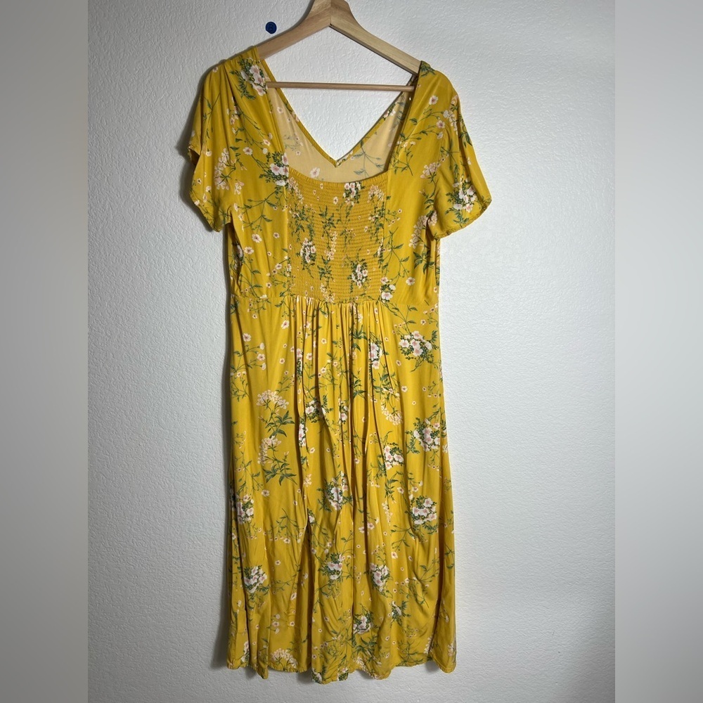 Old‎ navy yellow floral dress summer beach spring dress 100% Viscose L - Picture 2 of 7
